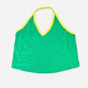 Green and yellow halter neck crop top
